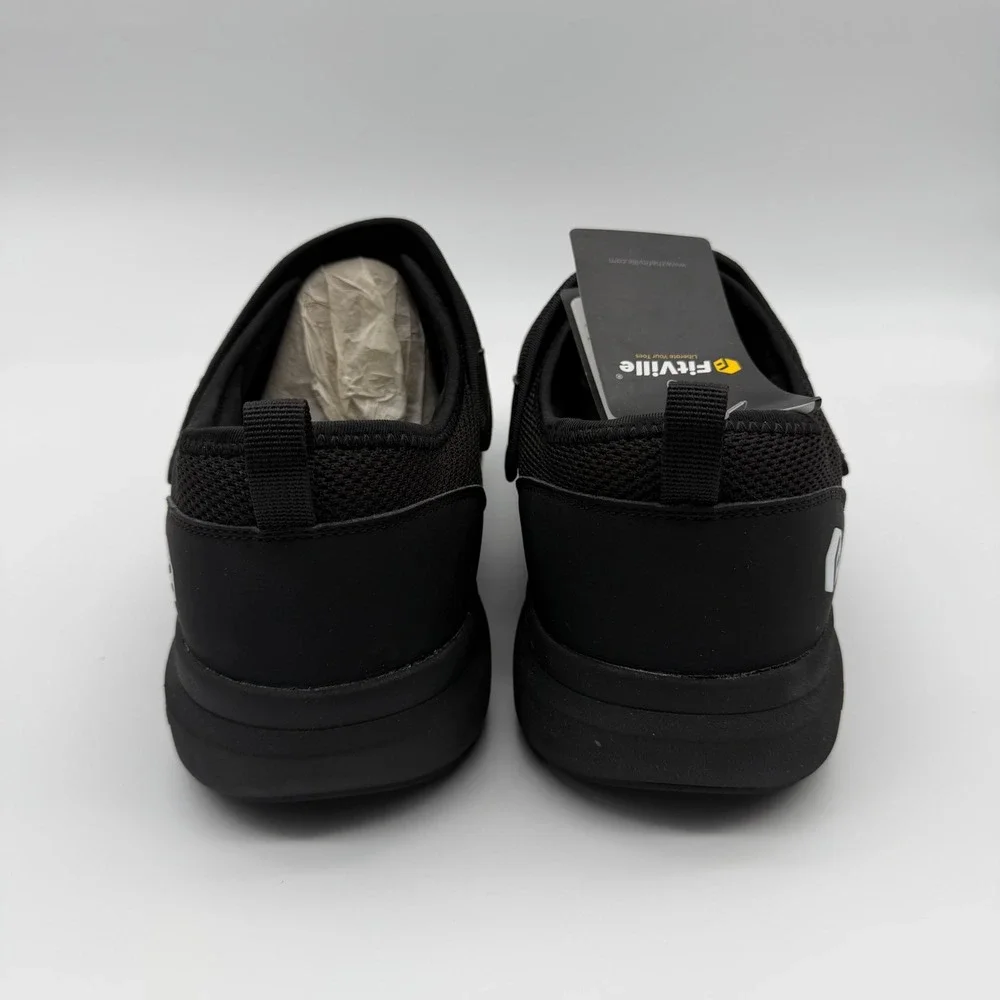 FitVille EasyTop Wings V2 Diabetic Shoes Mens 15EE Wide Black Adjustable Slip-on